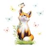 Auf dem Bild ist das Produkt: Fensterbild Frühling Fuchs Schmetterlinge Fensterdeko Kinderzimmer Fensterfolie zum Preis von €14.9 abgebildet.