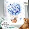 Auf dem Bild ist das Produkt: Fensterbild Frühling hellblauer Heißluftballon mit Waschbär und Hase Fensterdeko Kinderzimmer Kind, Frühlingsdeko zum Preis von €14.9 abgebildet.