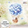 Auf dem Bild ist das Produkt: Fensterbild Frühling hellblauer Heißluftballon mit Waschbär und Hase Fensterdeko Kinderzimmer Kind, Frühlingsdeko zum Preis von €14.9 abgebildet.