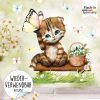 Auf dem Bild ist das Produkt: Fensterbild Frühling Katze Kätzchen mit Schmetterlingen Fensterdeko Kinderzimmer Kind, Frühlingsdeko, Osterdeko zum Preis von €13.9 abgebildet.