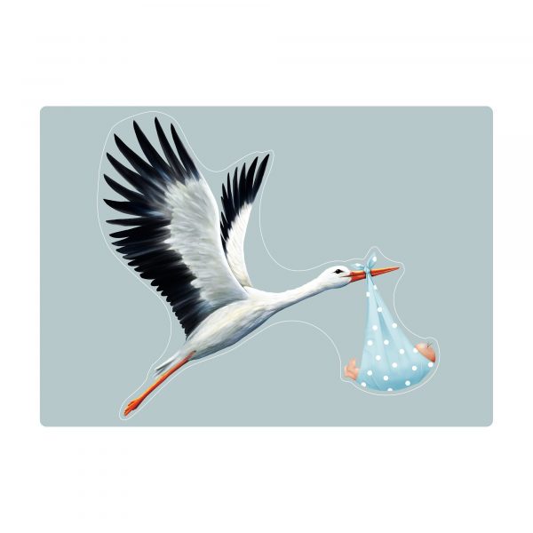 Auf dem Bild ist das Produkt: Fensterbild Frühling Klapperstorch Storch Baby Junge Geburt Fensterdeko Kinderzimmer Kind Osterdeko Frühlingsdeko zum Preis von €13.90 abgebildet.