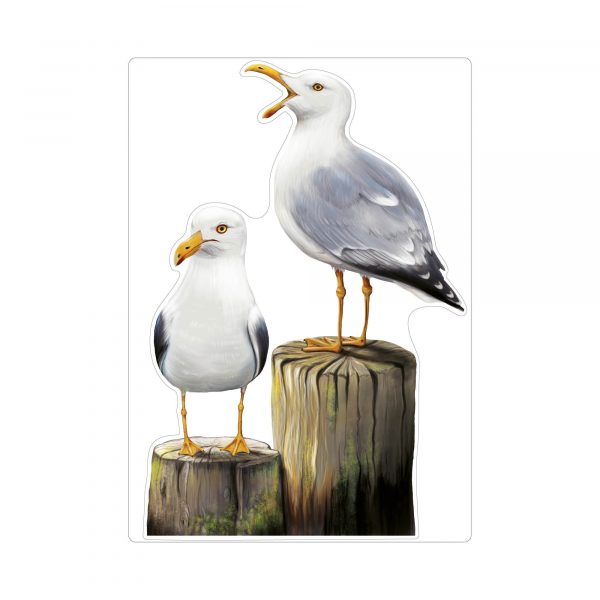 Auf dem Bild ist das Produkt: Fensterbild Frühling Möwen Möwe maritim Ostsee Urlaub Fensterdeko Kinderzimmer Kind Osterdeko Frühlingsdeko Vögel zum Preis von €13.90 abgebildet.