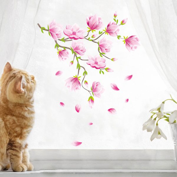 Auf dem Bild ist das Produkt: Fensterbild Frühling Ostern bunte Magnolien Blumenranke wiederverwendbar Fensterdeko Kinderzimmer Kind Frühlingsdeko zum Preis von €14.9 abgebildet.