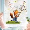 Auf dem Bild ist das Produkt: Fensterbild Frühling Ostern Fuchs Kescher Schmetterlinge Fensterdeko Kinderzimmer Kind, Osterdeko, Frühlingsdeko zum Preis von €14.9 abgebildet.