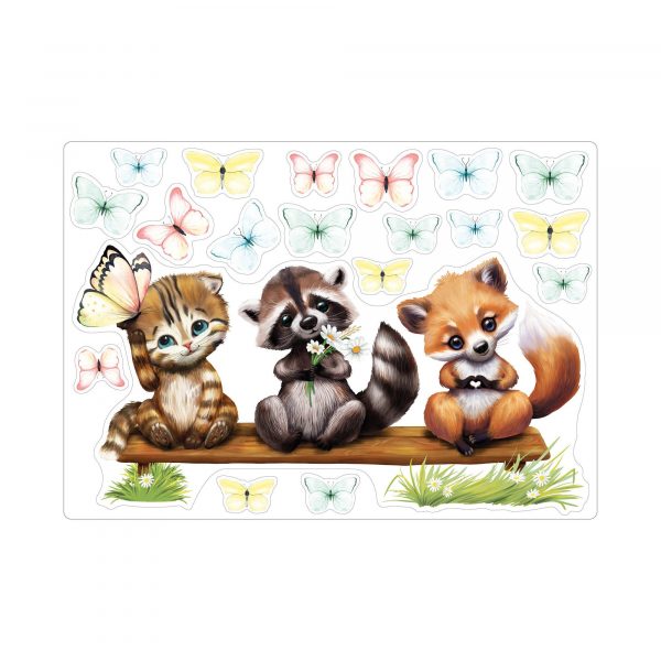 Auf dem Bild ist das Produkt: Fensterbild Frühling Ostern Wiederverwendbar Fuchs Waschbär Katze Schmetterlinge Fensterdeko Kinderzimmer Kind, Osterdeko, Frühlingsdeko zum Preis von €14.9 abgebildet.