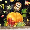Auf dem Bild ist das Produkt: Fensterbild Herbst Herbstfrüchte Herbstblätter Kürbis mit Eule Halloween bunt wiederverwendbare Fensteraufkleber Kinderzimmer Baby Kind zum Preis von €13.90 abgebildet.