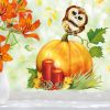 Auf dem Bild ist das Produkt: Fensterbild Herbst Herbstfrüchte Herbstblätter Kürbis mit Eule Halloween bunt wiederverwendbare Fensteraufkleber Kinderzimmer Baby Kind zum Preis von €13.90 abgebildet.