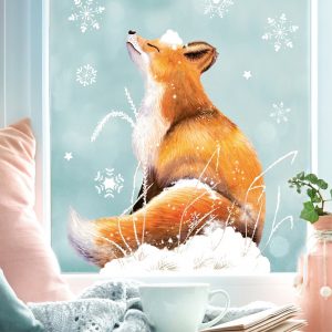 Auf dem Bild ist das Produkt: Fensterbild Fuchs Profil Winter winterlicher Fensteraufkleber wiederverwendbare Fensterdeko Weihnachten Schneeflocken zum Preis von €13.90 abgebildet.