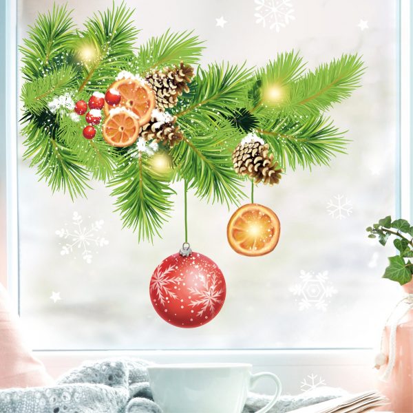 Auf dem Bild ist das Produkt: Fensterbild Weihnachten Winter Weihnachtszweig Tannen Kinderzimmer Fenster Weihnachtsdeko wiederverwendbar zum Preis von €13.90 abgebildet.
