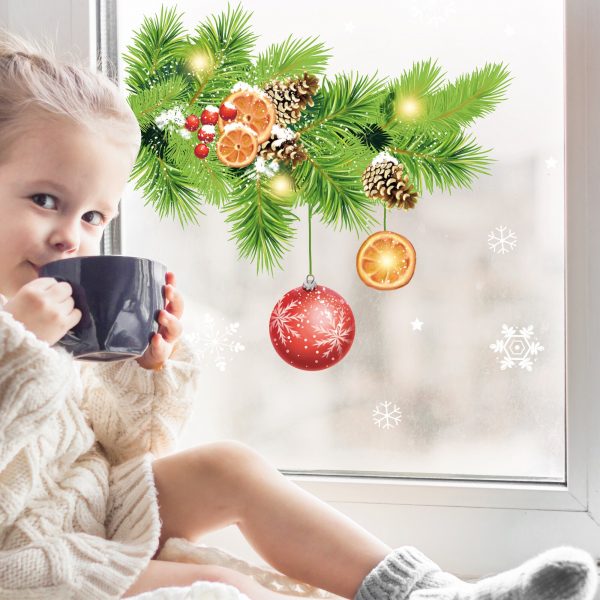 Auf dem Bild ist das Produkt: Fensterbild Weihnachten Winter Weihnachtszweig Tannen Kinderzimmer Fenster Weihnachtsdeko wiederverwendbar zum Preis von €13.90 abgebildet.