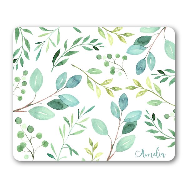 Auf dem Bild ist das Produkt: Mauspad Mousepad Grüne Blätter mit deinem Wunschnamen zum Preis von €14.90 abgebildet.