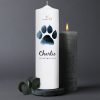 Auf dem Bild ist das Produkt: Trauerkerze für Tiere Hund Pfote personalisiert mit Namen und Datum Kerze Katze Trauer zum Preis von €5.90 abgebildet.