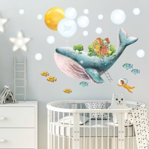 Wandtattoo Kinderzimmer bunt Wal Fische Taucher Dekoration Babyzimmer blau Mädchen Junge Auf dem Bild ist das Produkt: Wandtattoo Kinderzimmer bunt Wal Fische Taucher Dekoration Babyzimmer blau Mädchen Junge zum Preis von €29.9 abgebildet.