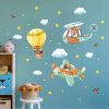 Auf dem Bild ist das Produkt: Wandtattoo Kinderzimmer Heißluftballon, Flugzeug und Hubschrauber, Dekoration Babyzimmer zum Preis von €39.90 abgebildet.