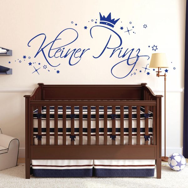 Auf dem Bild ist das Produkt: Wandtattoo Kleiner Prinz mit vielen Sternen Krone, Dekoration Kinderzimmer zum Preis von €22.9 abgebildet.