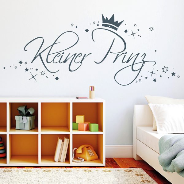 Auf dem Bild ist das Produkt: Wandtattoo Kleiner Prinz mit vielen Sternen Krone, Dekoration Kinderzimmer zum Preis von €22.9 abgebildet.