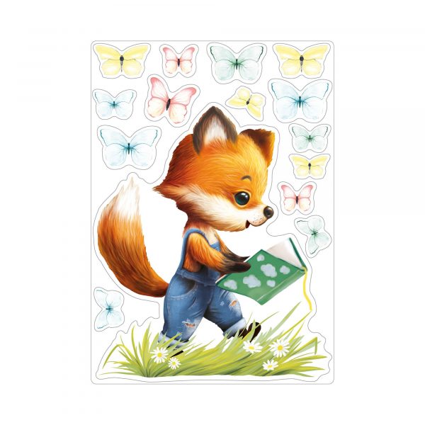 Auf dem Bild ist das Produkt: Wiederverwendbares Fensterbild Frühling Ostern Fuchs mit Buch und Schmetterlingen, Fensterdeko Kinderzimmer Kind, Frühlingsdeko zum Preis von €14.9 abgebildet.