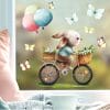 Auf dem Bild ist das Produkt: Wiederverwendbares Fensterbild Frühling Ostern Hase Fahrrad Schmetterlinge, Fensterdeko Kinderzimmer Kind, Frühlingsdeko, Osterdeko zum Preis von €13.9 abgebildet.