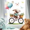 Auf dem Bild ist das Produkt: Wiederverwendbares Fensterbild Frühling Ostern Hase Fahrrad Schmetterlinge, Fensterdeko Kinderzimmer Kind, Frühlingsdeko, Osterdeko zum Preis von €13.9 abgebildet.