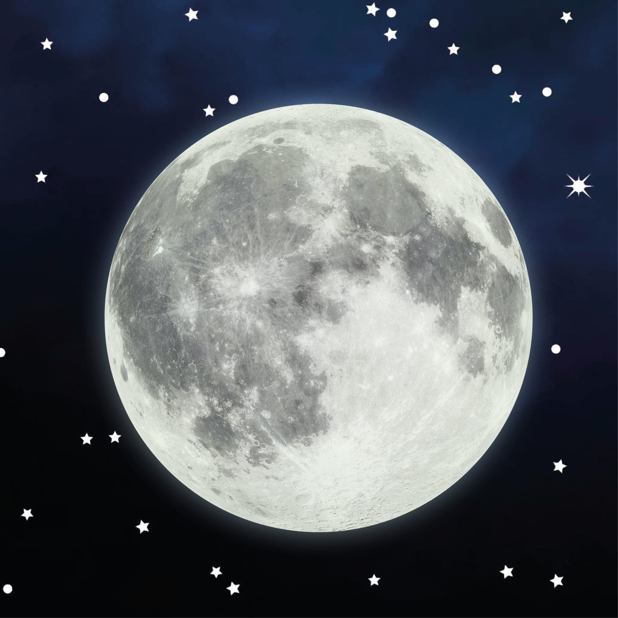 Auf dem Bild ist das Produkt: Leuchtmond und 350 Stk fluoreszierende Sterne und Punkte leuchten im Dunklen, Wandtattoo Wandaufkleber Kinderzimmer zum Preis von €13.90 abgebildet.