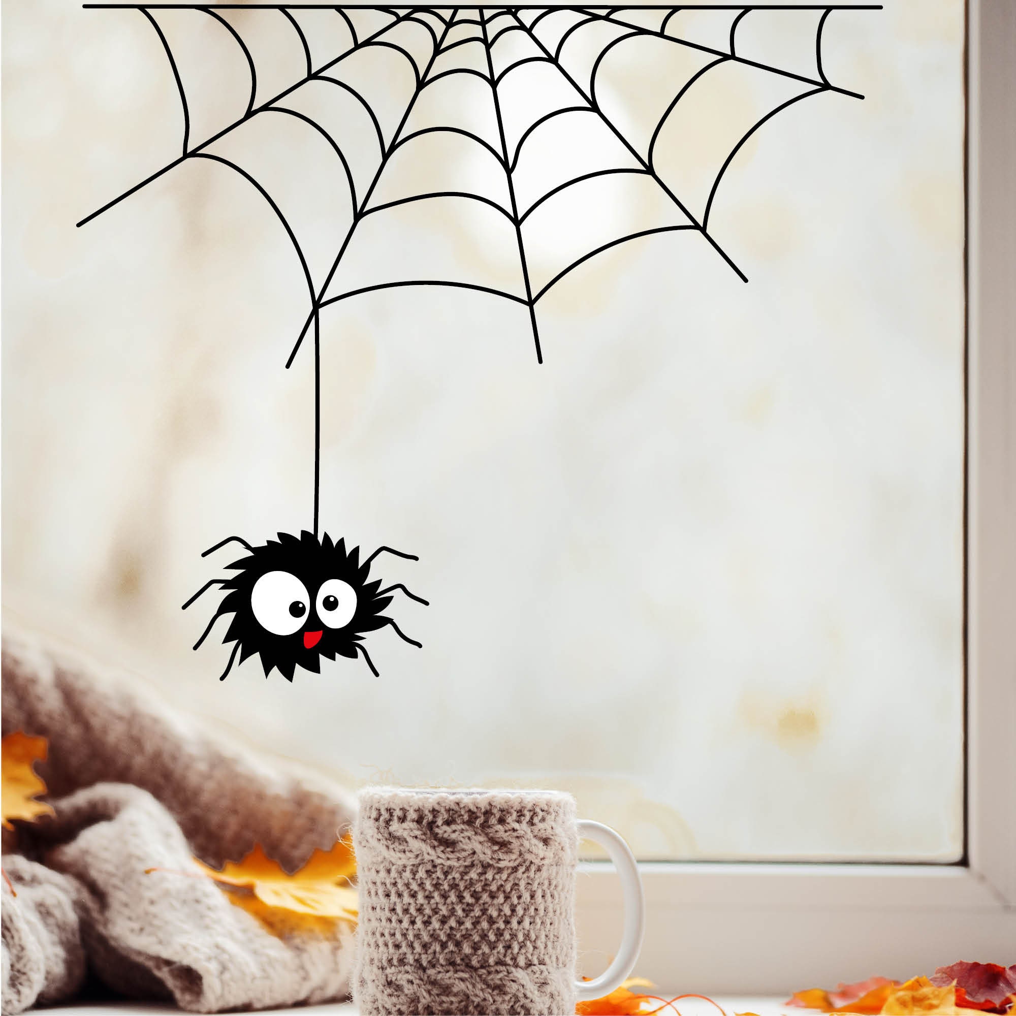 Fensterbild Spinne Fledermäuse Fensterdeko Halloween Kinderzimmer Kind Fensterfolie Fensterdekoration