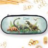 Auf dem Bild ist das Produkt: Federtasche Stiftebox Schlampermäppchen Dinosaurier personalisiert Wunschname Schulanfang Schule zum Preis von €19.90 abgebildet.