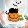 Auf dem Bild ist das Produkt: Fensterbild Halloween Katze Kürbis Fledermäuse Fensterdeko Kinderzimmer Kind Fensterfolie Fensterdekoration zum Preis von €13.90 abgebildet.
