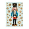 Auf dem Bild ist das Produkt: Fensterbild Weihnachten Nussknacker blau mit Sternen in Holzoptik Fensteraufkleber Weihnachtsdekoration wiederverwendbar zum Preis von €13.90 abgebildet.