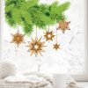 Auf dem Bild ist das Produkt: Fensterbild Weihnachten Tannenzweige mit Sterne in Holzoptik und Schneeflocken, Fensteraufkleber, Weihnachtsdekoration zum Preis von €13.90 abgebildet.