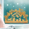 Auf dem Bild ist das Produkt: Fensterbild Weihnachten Weihnachtskrippe Krippe in Holzoptik Sterne Fensteraufkleber Schwibbogen zum Preis von €13.90 abgebildet.