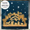 Auf dem Bild ist das Produkt: Fensterbild Weihnachten Weihnachtskrippe Krippe in Holzoptik Sterne Fensteraufkleber Schwibbogen zum Preis von €13.90 abgebildet.