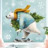 Auf dem Bild ist das Produkt: Fensterbild Weihnachten Winter Eisbär mit Tannenbaum auf Roller und Schneeflocken Kinderzimmer Fenster Weihnachtsdeko zum Preis von €13.90 abgebildet.