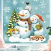 Auf dem Bild ist das Produkt: Fensterbild Weihnachten Winter Schneemänner Schneeflocken Kinderzimmer Fenster Weihnachtsdeko wiederverwendbar zum Preis von €13.90 abgebildet.