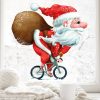 Auf dem Bild ist das Produkt: Fensterbild Weihnachten Winter Weihnachtsmann Fahrrad Adventsdeko Fensteraufkleber Fensterfolie wiederverwendbar zum Preis von €13.90 abgebildet.