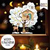 Auf dem Bild ist das Produkt: Fensterbild Weihnachten Winter wiederverwendbar Baumhaus mit Tieren Fensterdeko wiederverwendbar zum Preis von €13.90 abgebildet.