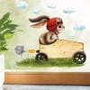 Auf dem Bild ist das Produkt: Fensterbild Frühling Ostern Hase rot Seifenkiste Rennauto wiederverwendbare Fensterdeko Kinderzimmer Kind zum Preis von €13.9 abgebildet.