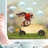 Auf dem Bild ist das Produkt: Fensterbild Frühling Ostern Hase rot Seifenkiste Rennauto wiederverwendbare Fensterdeko Kinderzimmer Kind zum Preis von €13.9 abgebildet.