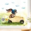 Auf dem Bild ist das Produkt: Fensterbild Frühling Ostern Hase blau Seifenkiste Rennauto wiederverwendbare Fensterdeko Kinderzimmer Kind, Frühlingsdekoration, Osterdeko zum Preis von €13.90 abgebildet.