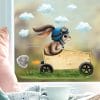 Auf dem Bild ist das Produkt: Fensterbild Frühling Ostern Hase blau Seifenkiste Rennauto wiederverwendbare Fensterdeko Kinderzimmer Kind, Frühlingsdekoration, Osterdeko zum Preis von €13.90 abgebildet.