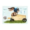 Auf dem Bild ist das Produkt: Fensterbild Frühling Ostern Hase blau Seifenkiste Rennauto wiederverwendbare Fensterdeko Kinderzimmer Kind, Frühlingsdekoration, Osterdeko zum Preis von €13.90 abgebildet.