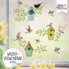Auf dem Bild ist das Produkt: Fensterbild Frühling Vögel Vogelhäuschen Ast Fensterdeko Kinderzimmer Kind Frühlingsdeko Osterdeko zum Preis von €14.9 abgebildet.