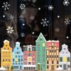 Auf dem Bild ist das Produkt: Wiederverwendbares Fensterbild Weihnachten Winterstadt Giebelhäuser Hanse Rostocker Altstadt, Fensterdekoration Winter zum Preis von €13.90 abgebildet.