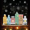 Auf dem Bild ist das Produkt: Wiederverwendbares Fensterbild Weihnachten Winterstadt Giebelhäuser Hanse Rostocker Altstadt, Fensterdekoration Winter zum Preis von €13.90 abgebildet.