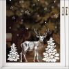 Auf dem Bild ist das Produkt: Wiederverwendbares Fensterbild weißer Hirsch Tannenbaum Schneeflocken Fensterdekoration Weihnachten Winter weiß zum Preis von €17.90 abgebildet.
