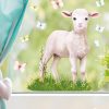 Auf dem Bild ist das Produkt: Fensterbild Frühling Wiederverwendbar Lamm Blumenwiese Schmetterlinge Fensterdeko Kinder Frühlingsdeko Osterdeko zum Preis von €14.9 abgebildet.