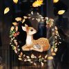 Auf dem Bild ist das Produkt: Fensterbild Rehkitz und Igel im Blätterkranz Herbstlicher Fensteraufkleber Fensterdeko wiederverwendbare Fensteraufkleber Kinderzimmer Kind zum Preis von €13.90 abgebildet.