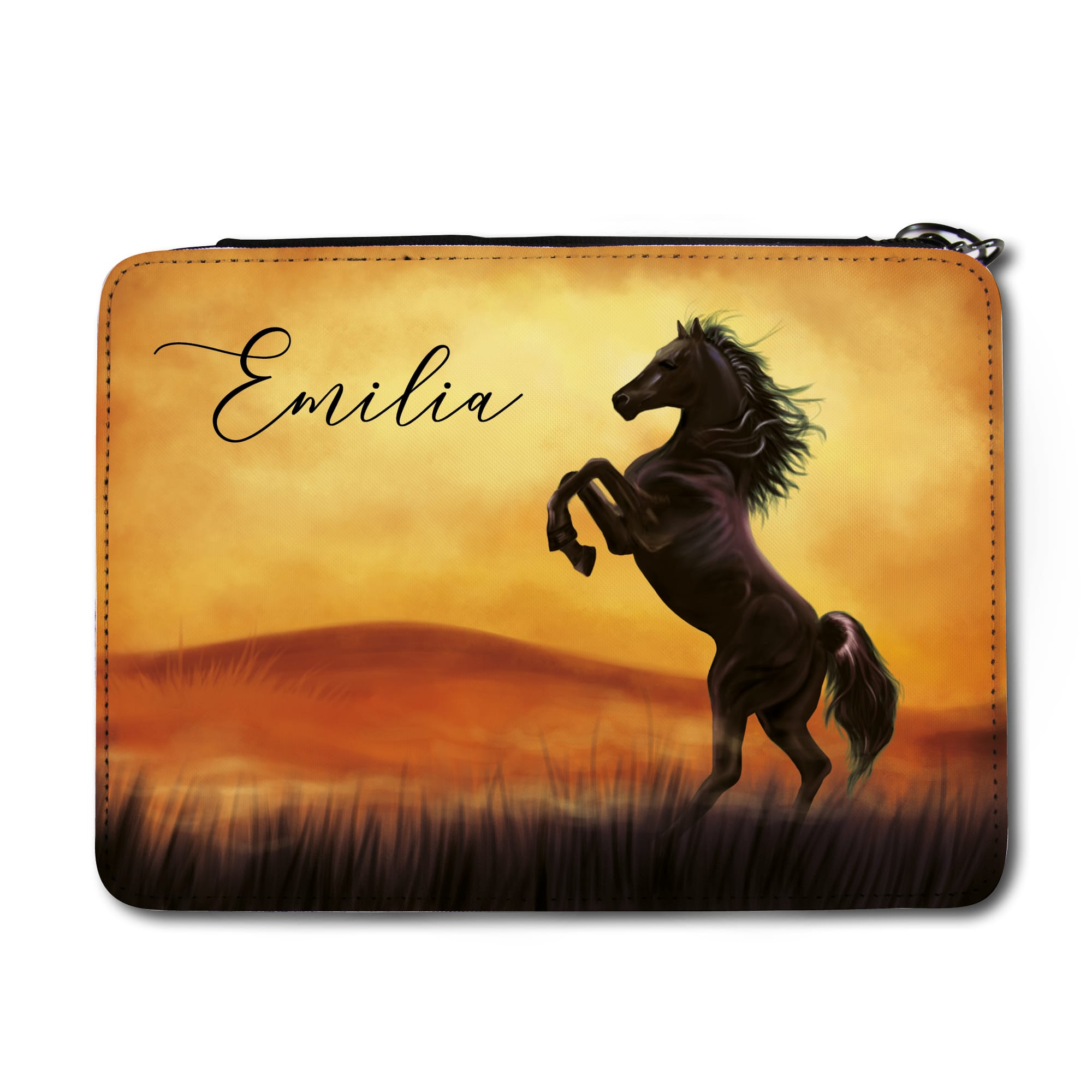 Gefüllte Federtasche Federmäppchen Schulkind Pferd Hengst personalisiert Wunschname Einschulung