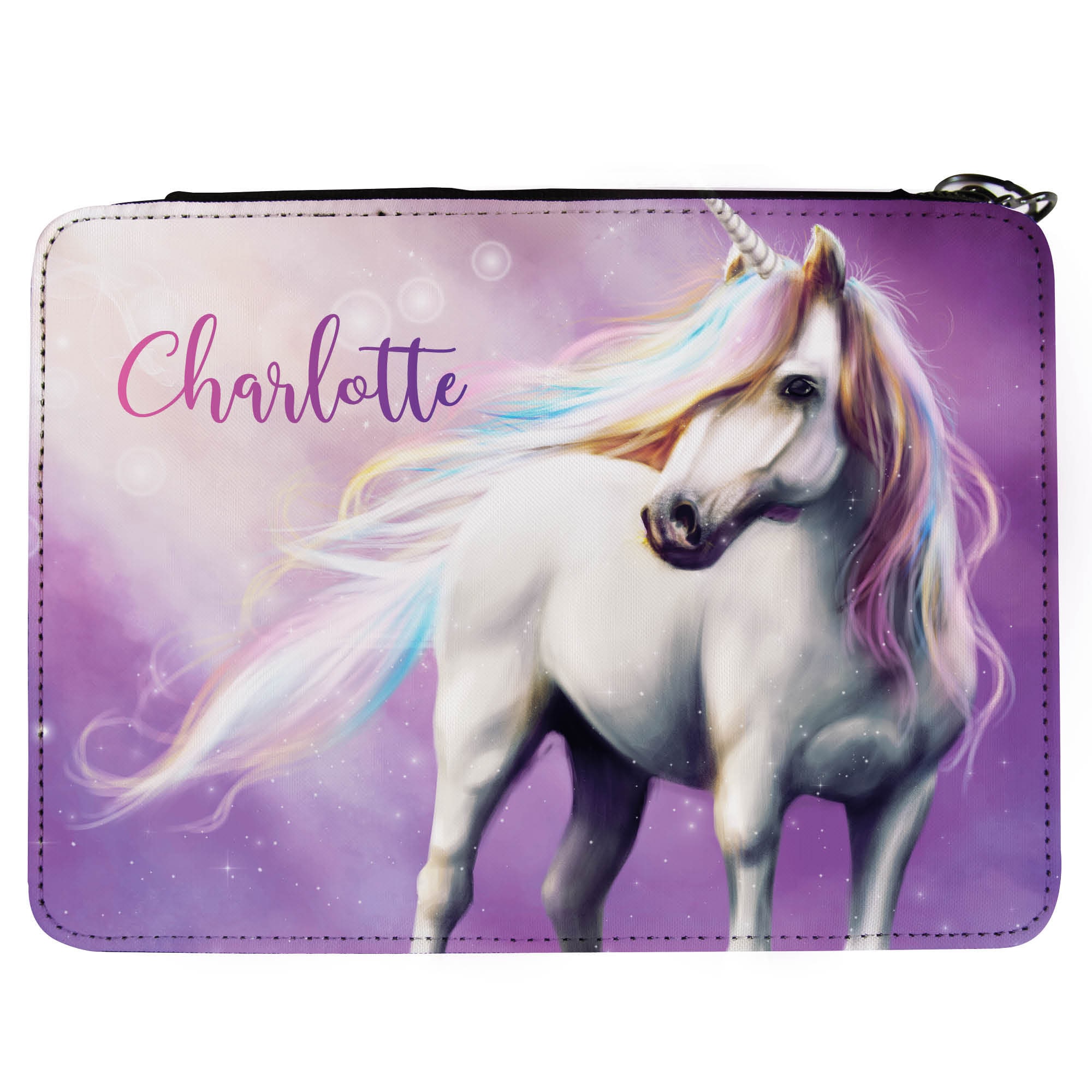 Gefüllte Federtasche Federmäppchen Einhorn personalisiert Wunschname Mädchen Geburtstagsgeschenk oder Einschulungsgeschenk