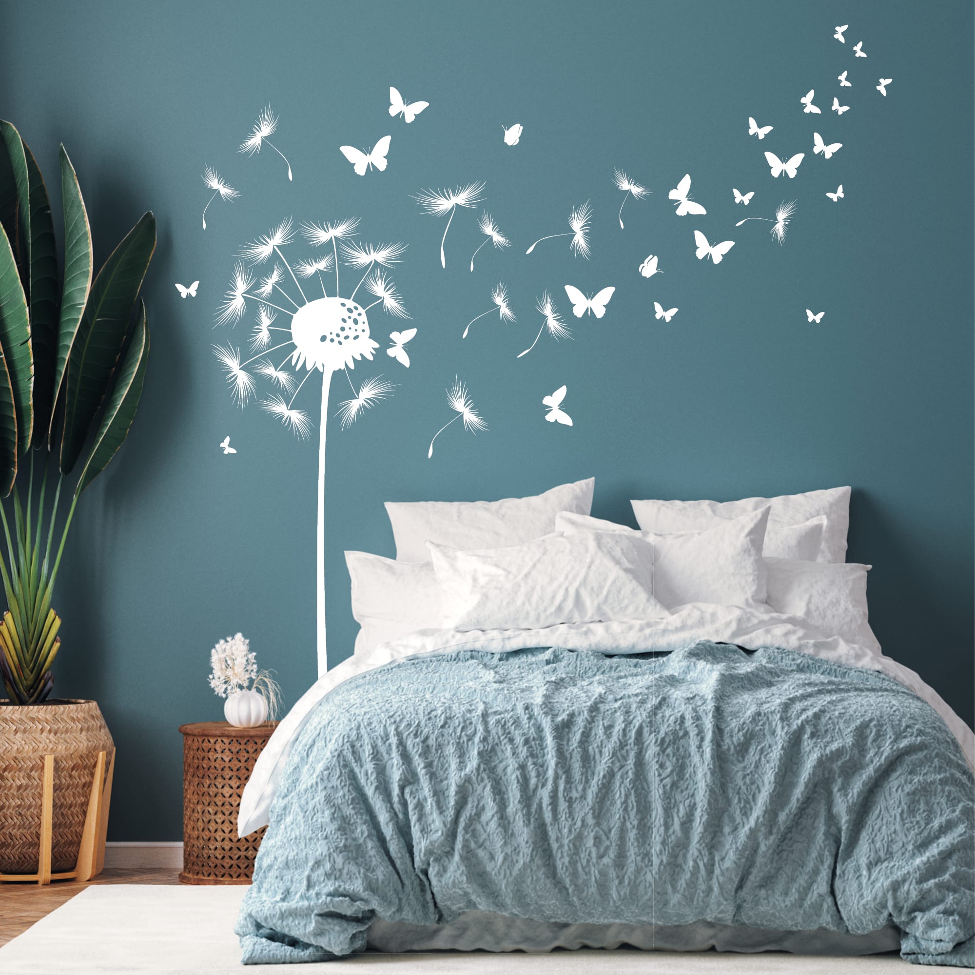 Wandtattoo Pusteblume Schmetterling Wandaufkleber Wohnzimmer Löwenzahn Dekoration