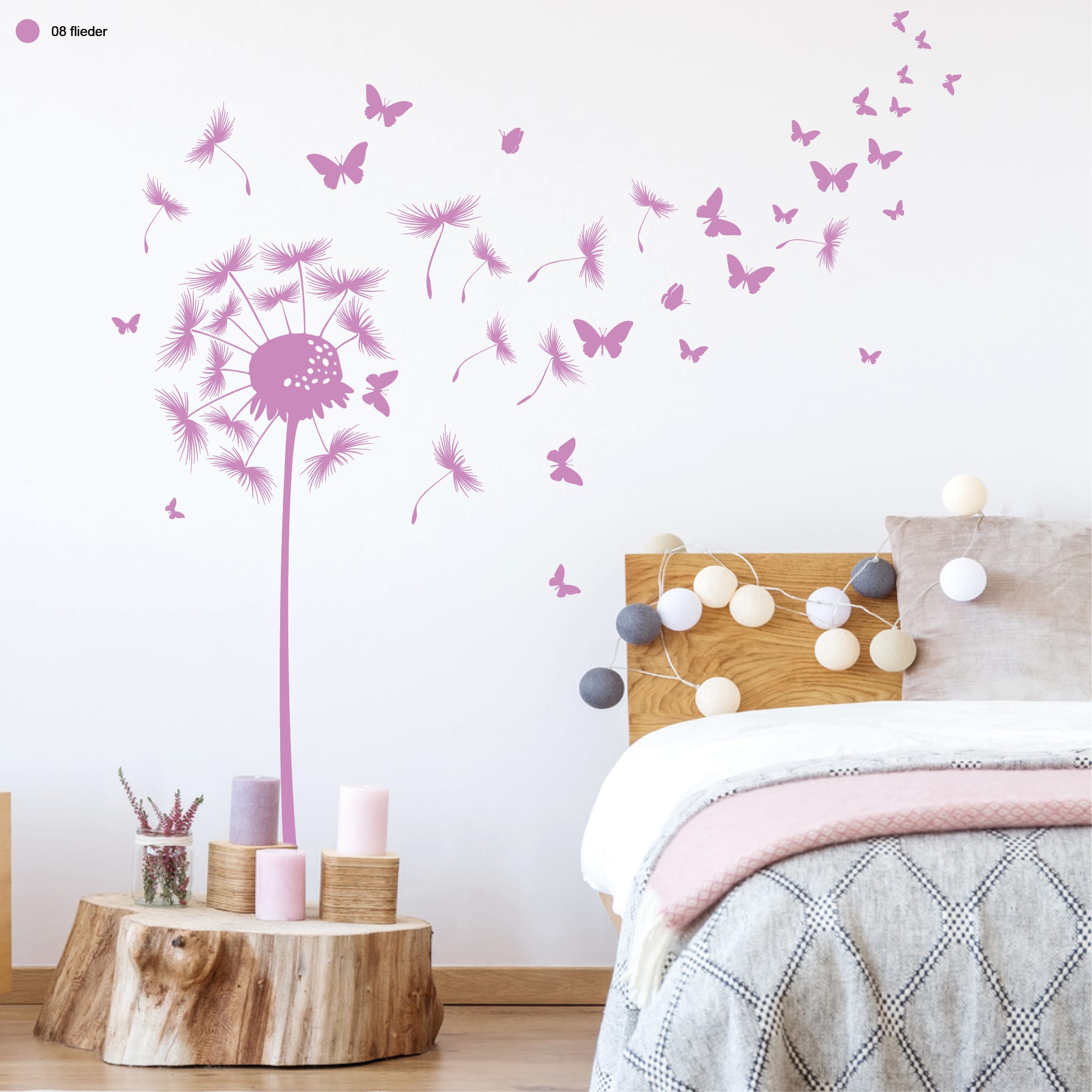 Auf dem Bild ist das Produkt: Wandtattoo Pusteblume Schmetterling Wandaufkleber Wohnzimmer Löwenzahn Dekoration zum Preis von €19.9 abgebildet.
